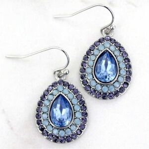 Blue Sparkle Teardrop Crystal Earrings
